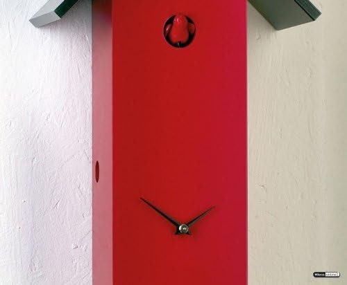 Rectangle Red Cuckoo Clock, Modern Cuckoo Clock, Modern Handmade Cuckoo Clock Germany, Cuckoo Clock Black Forest, Red Cuckoo Clock