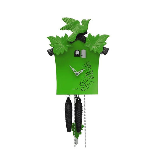 Exquisite Modern Green Cuckoo Clock with Handcarved Bird, Handmade Solid Wood Cuckoo Clock with bird, Authentic Black Forest Cuckoo Clock