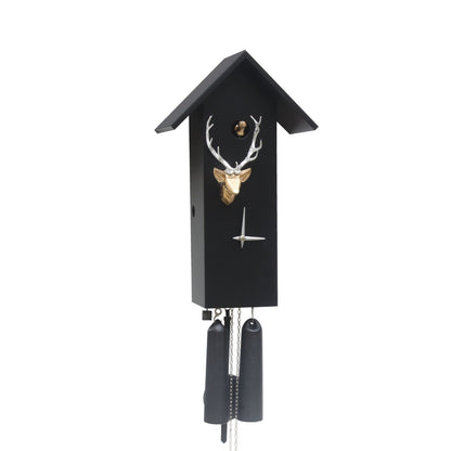 Black Gold Cuckoo Clock with Deer Head, Deer Cuckoo Clock, Handmade Cuckoo Clock, Cuckoo Clock Black Forest, Rectangle Cuckoo, Modern Cuckoo